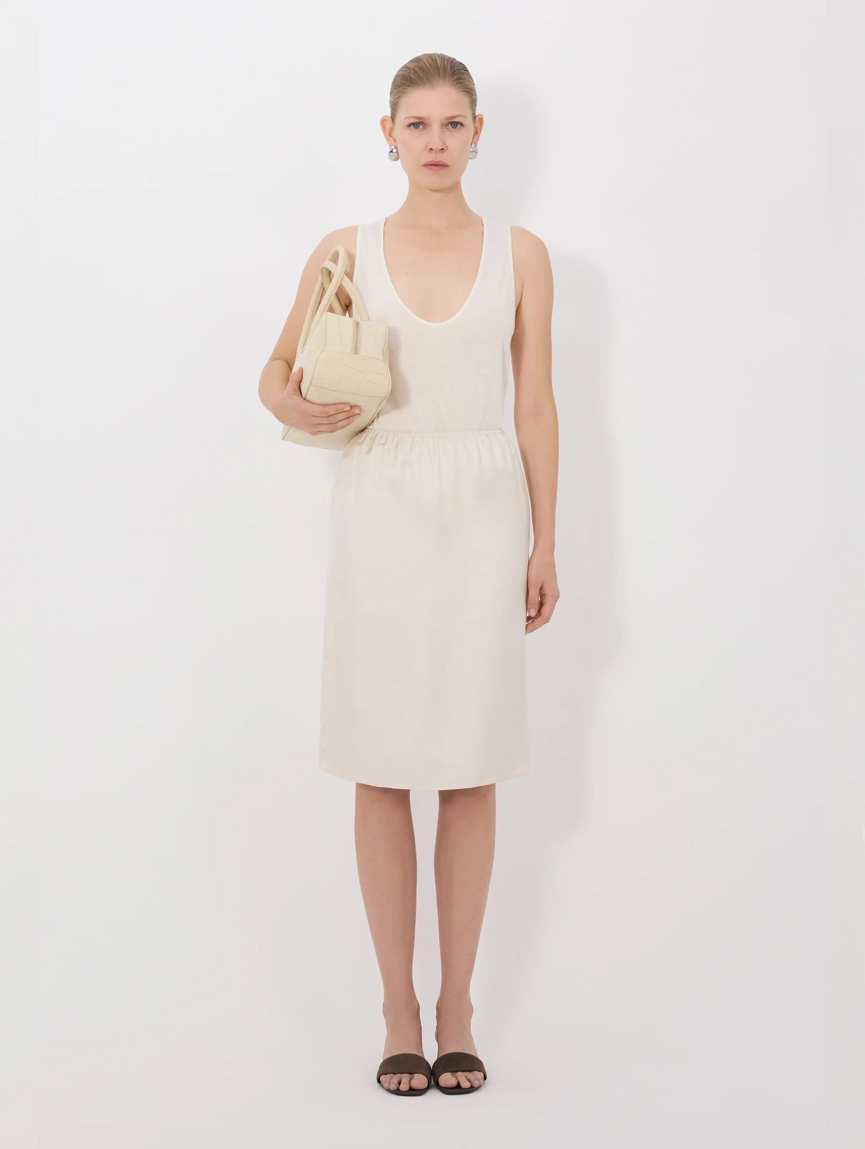 Vasali Silk twill Skirt in Ivory