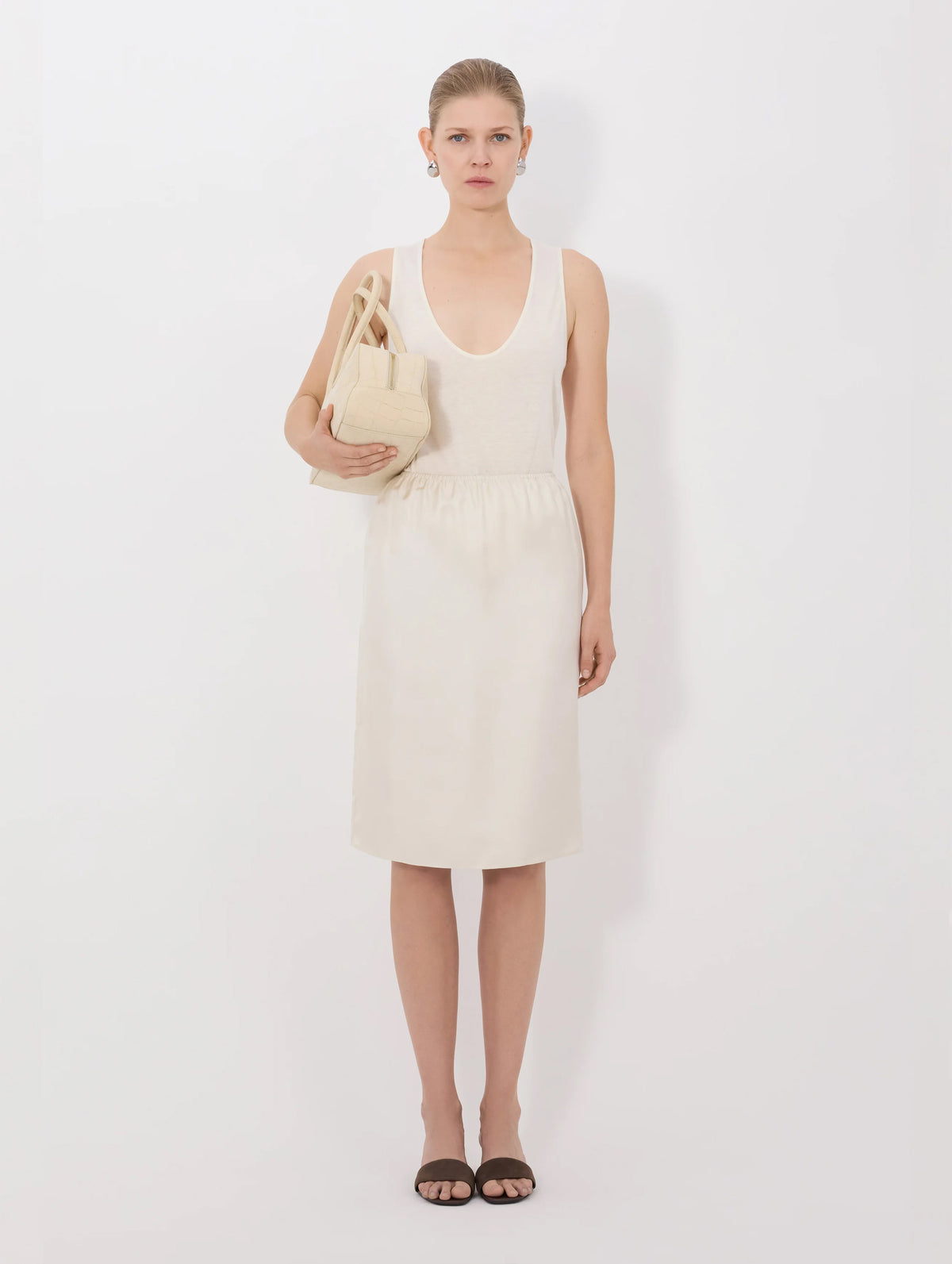 Vasali Silk twill Skirt in Ivory