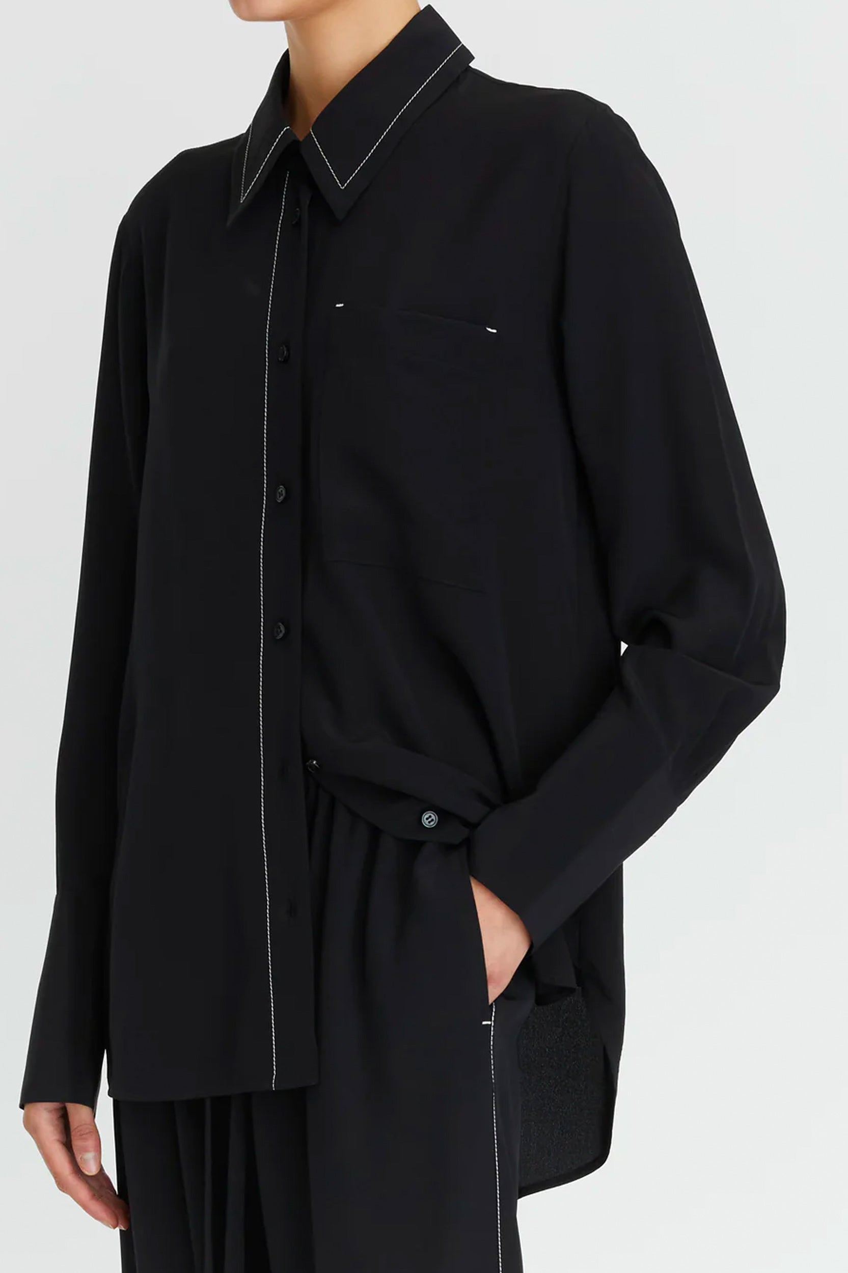 Cassini Silk Shirt in Black