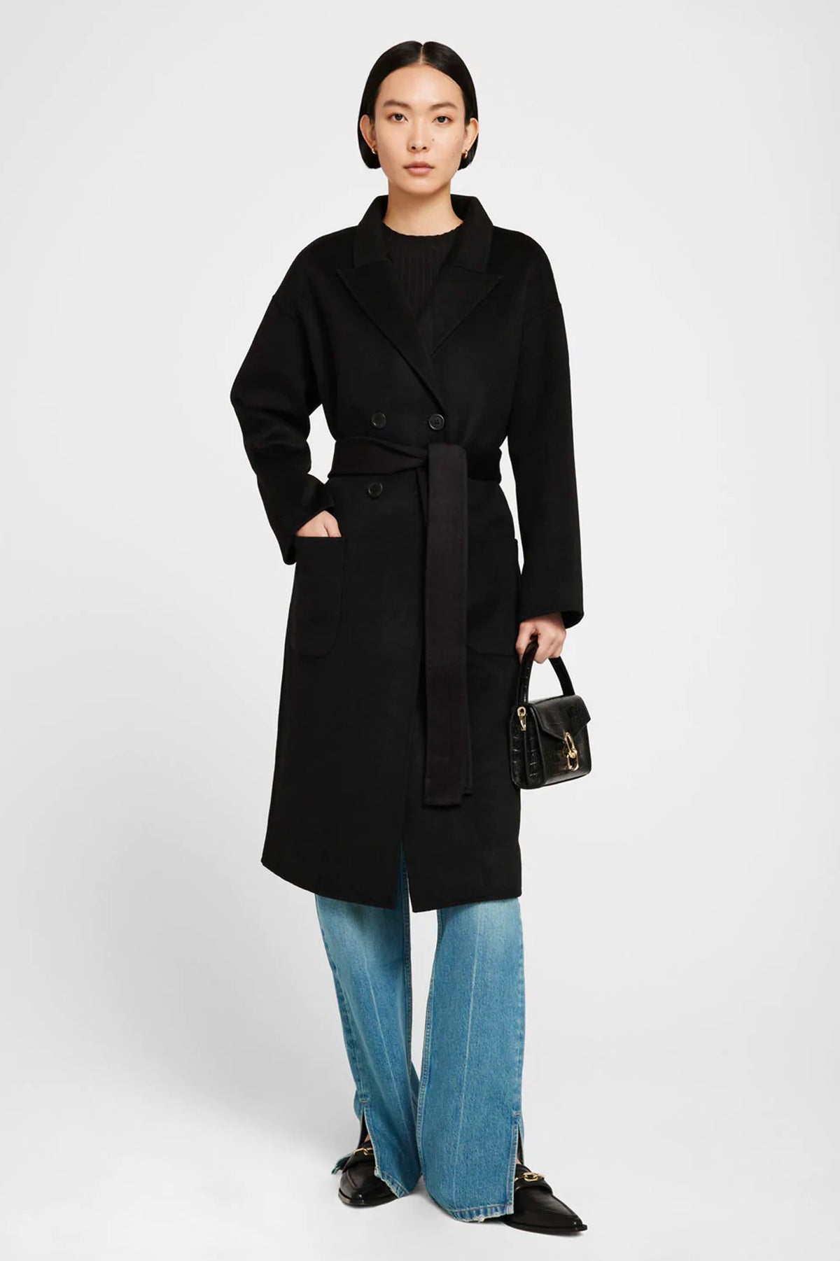 Dylan Coat in Black Cashmere Blend