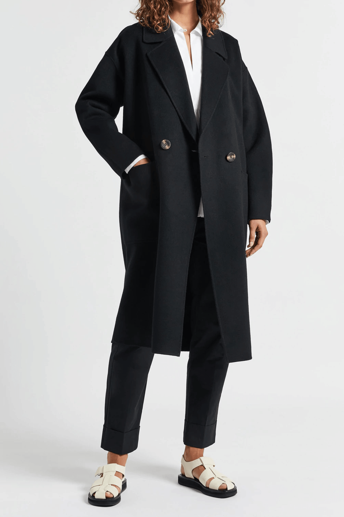 Florentine Cocoon Coat in Black