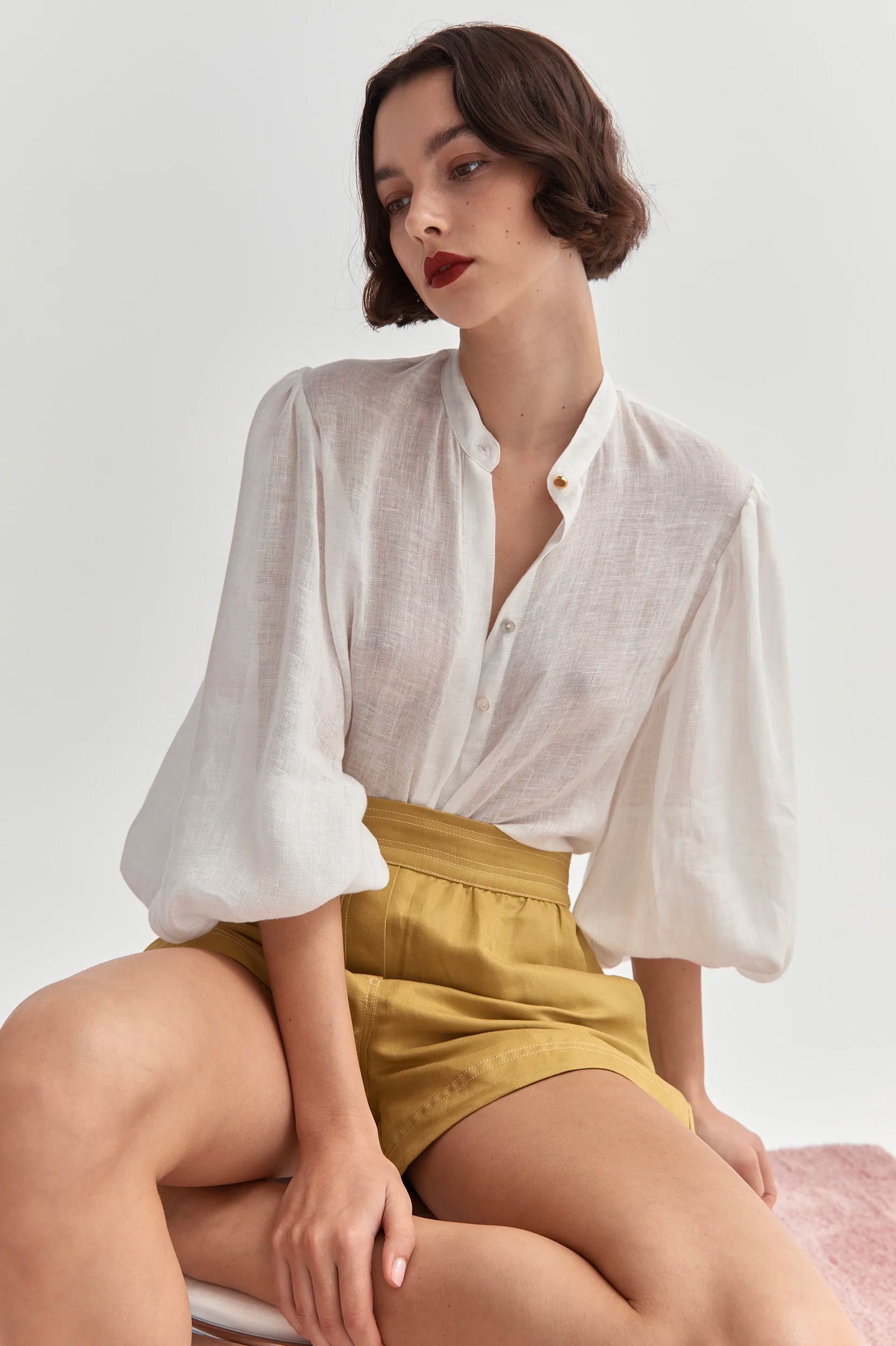 Maluku Blouse in Ivory Linen