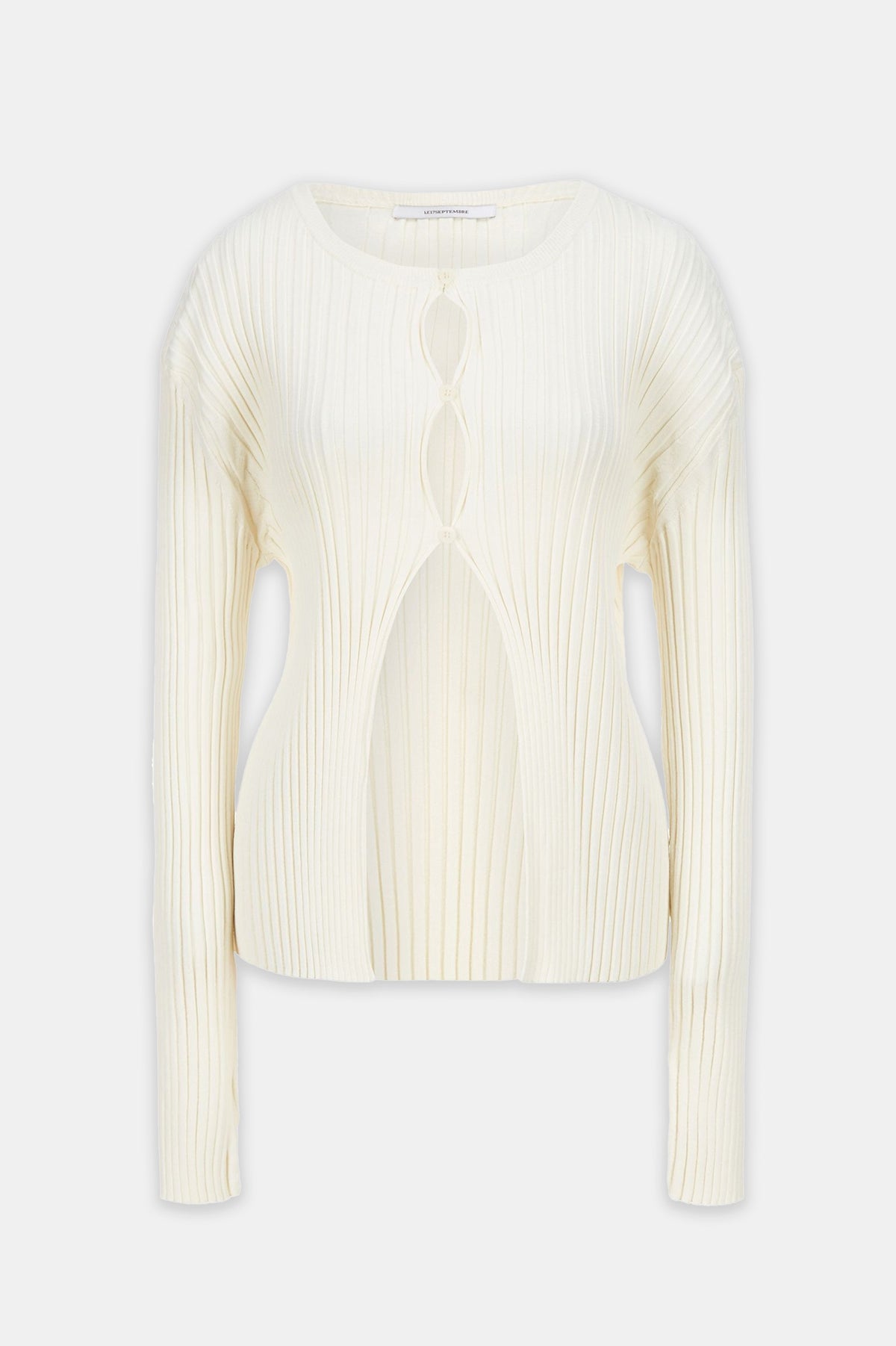 Ribbed Stretch Knit Cardigan in Ivory