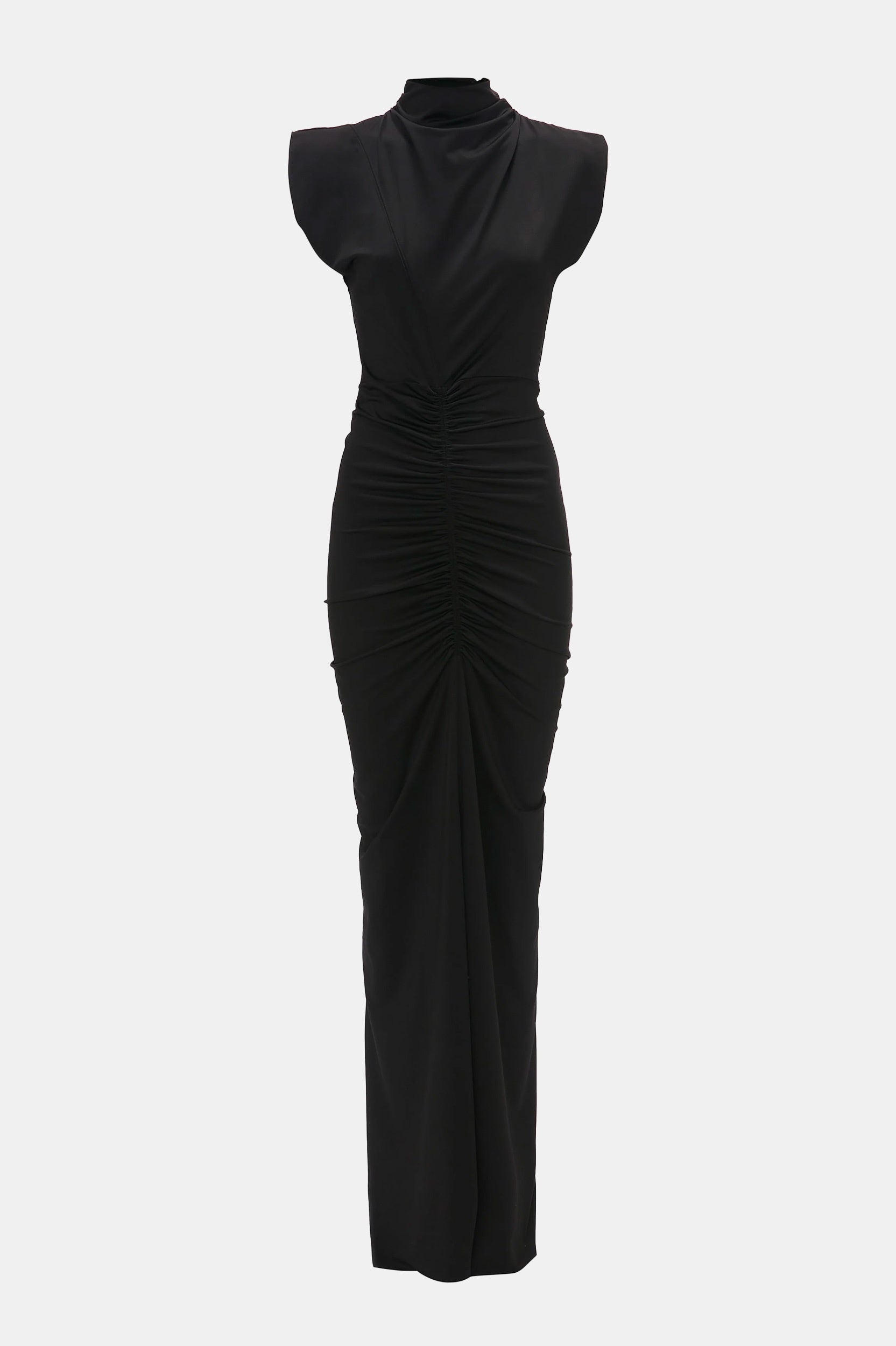 Ruched Jersey Gown in Black