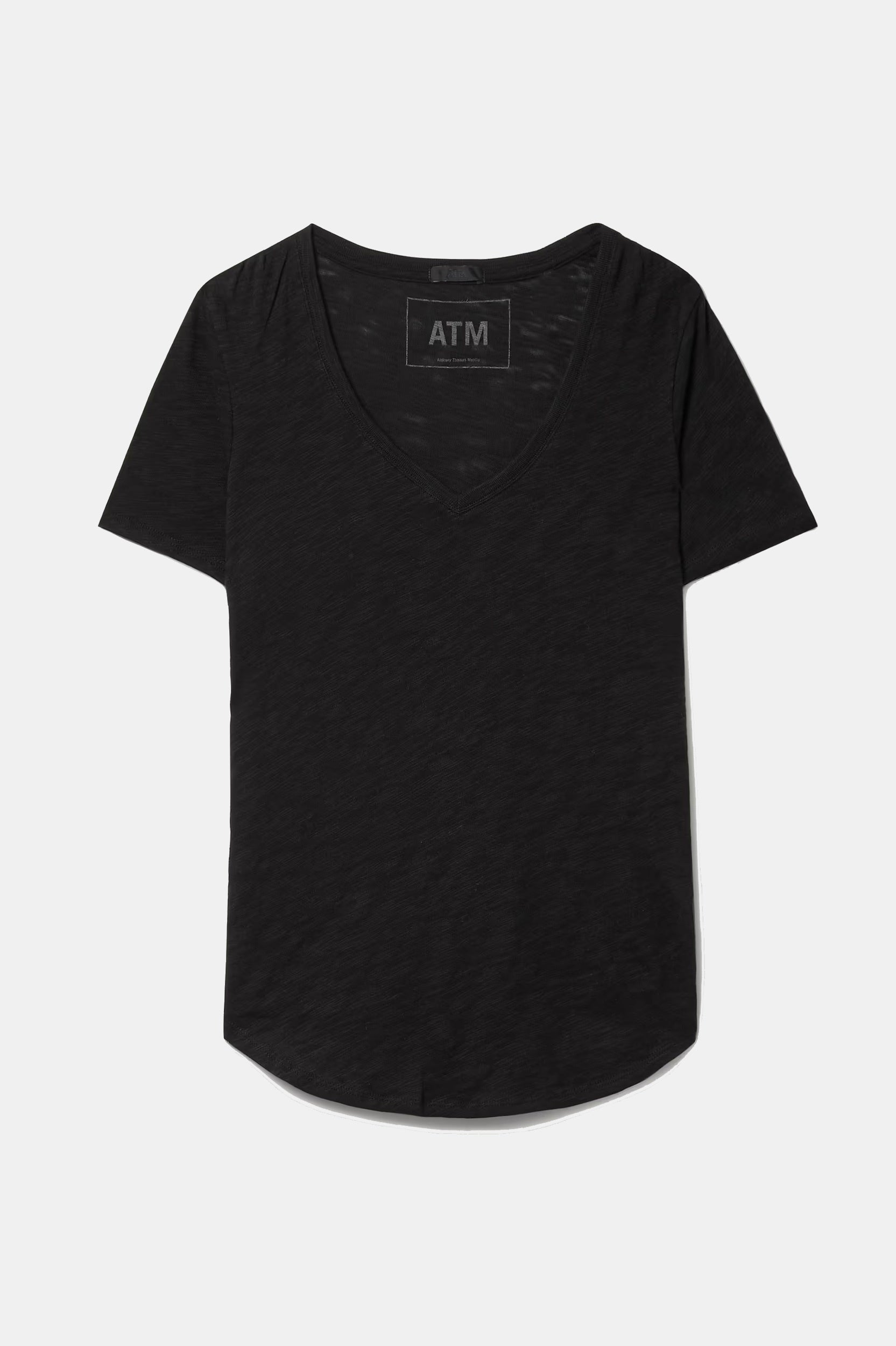 Slub Jersey Classic V-Neck Tee in Black