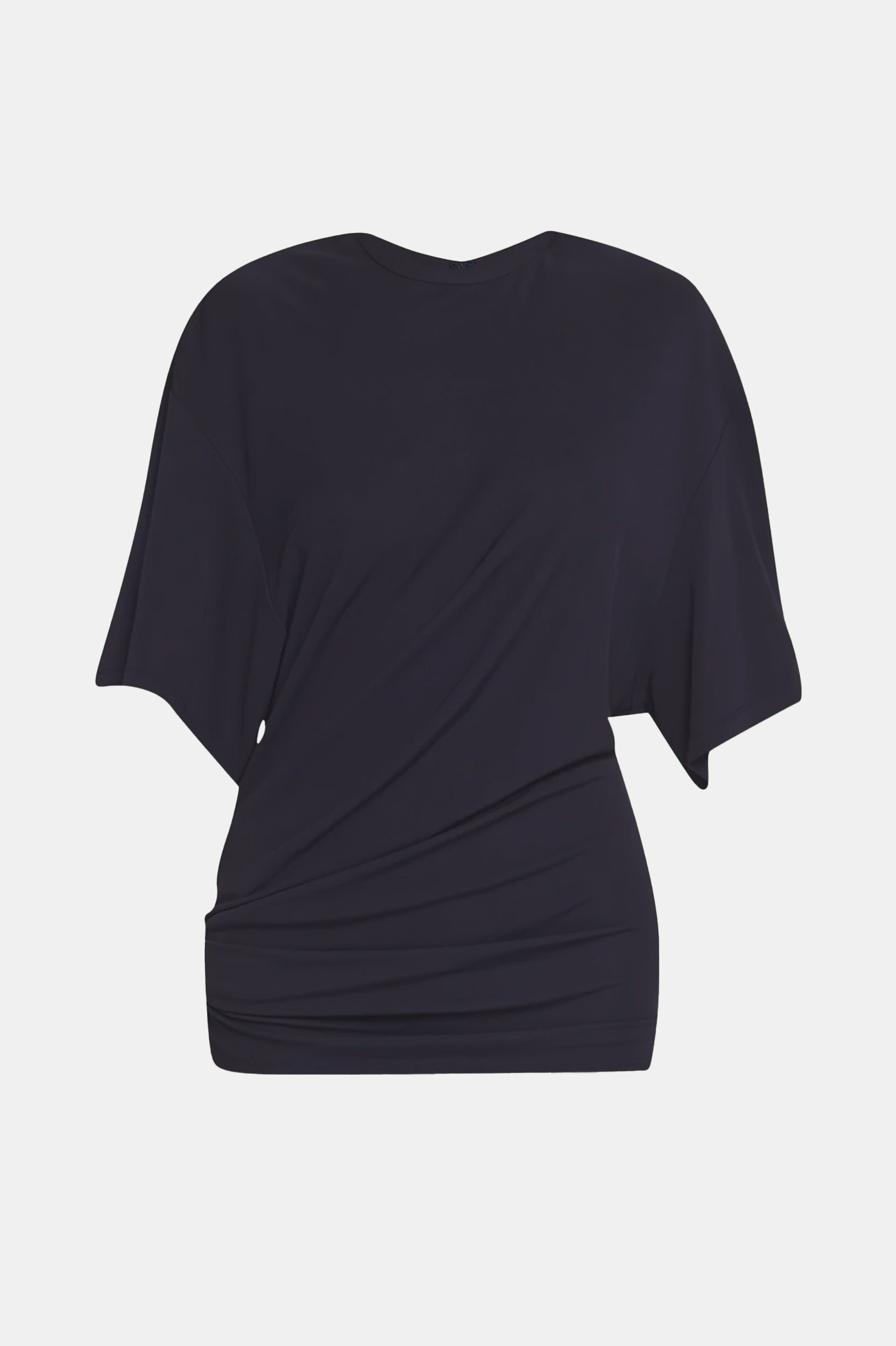 Side Cowl Waist Tee in Charcoal