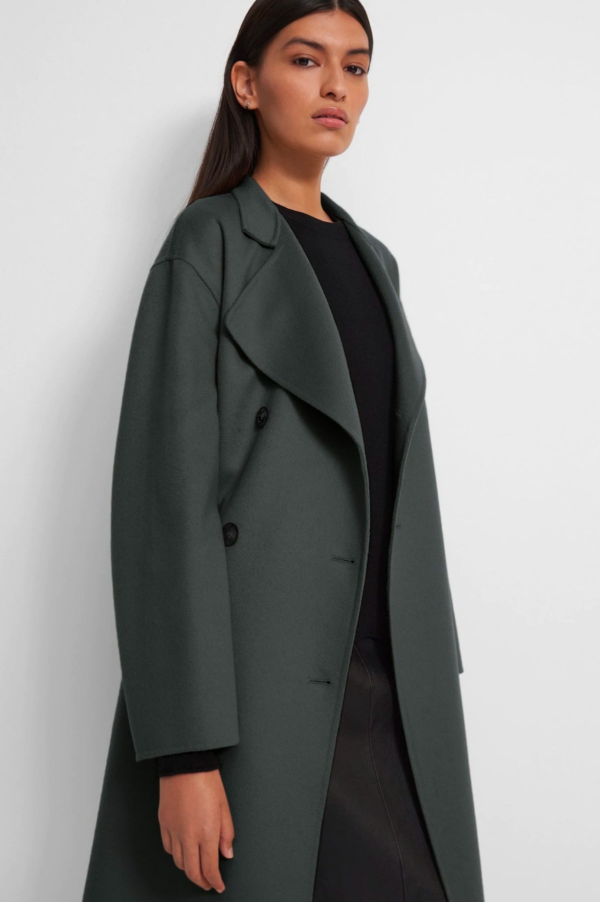 Double Belted Trench Coat in Lead