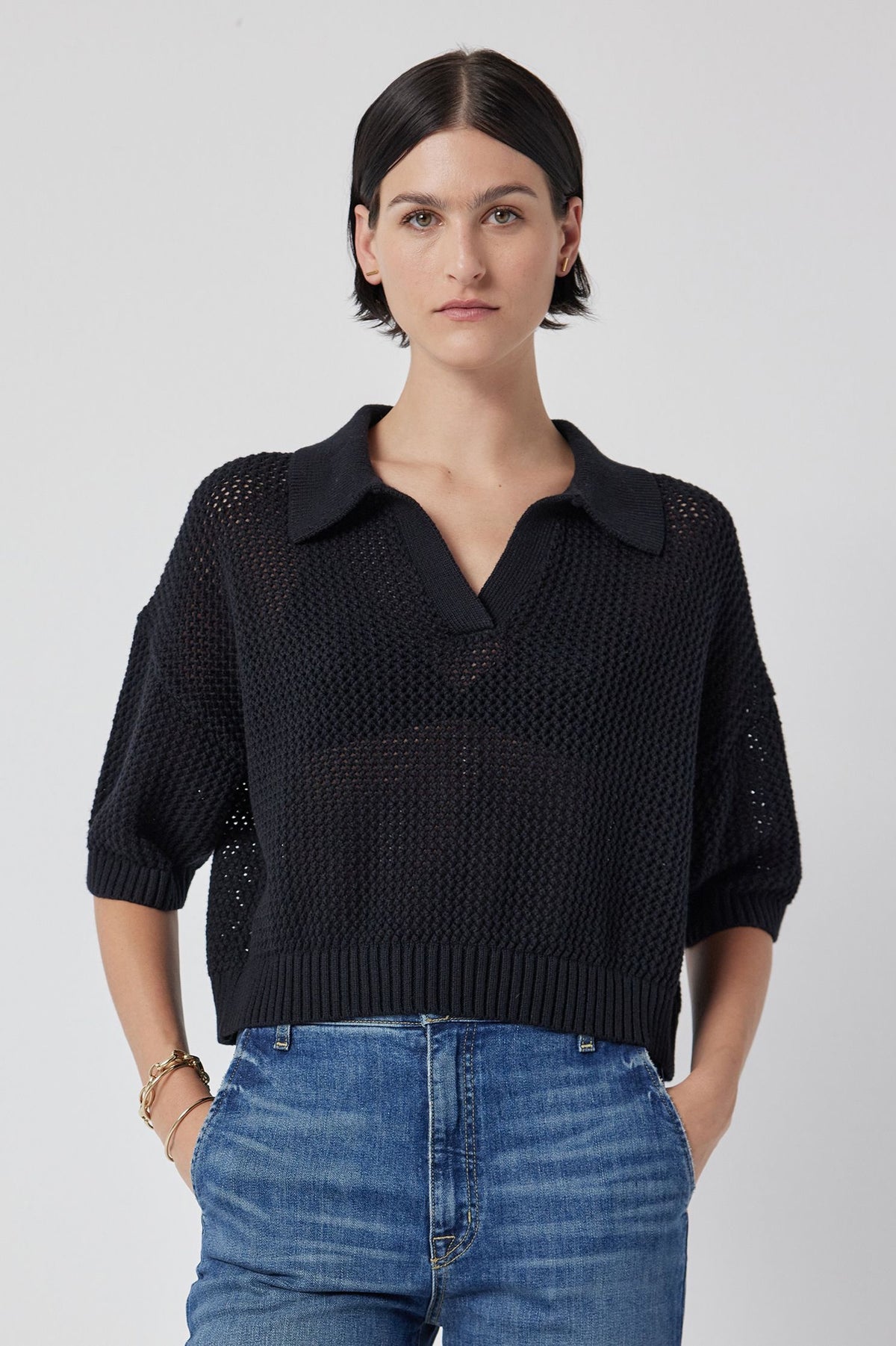 York Knit Polo in Black