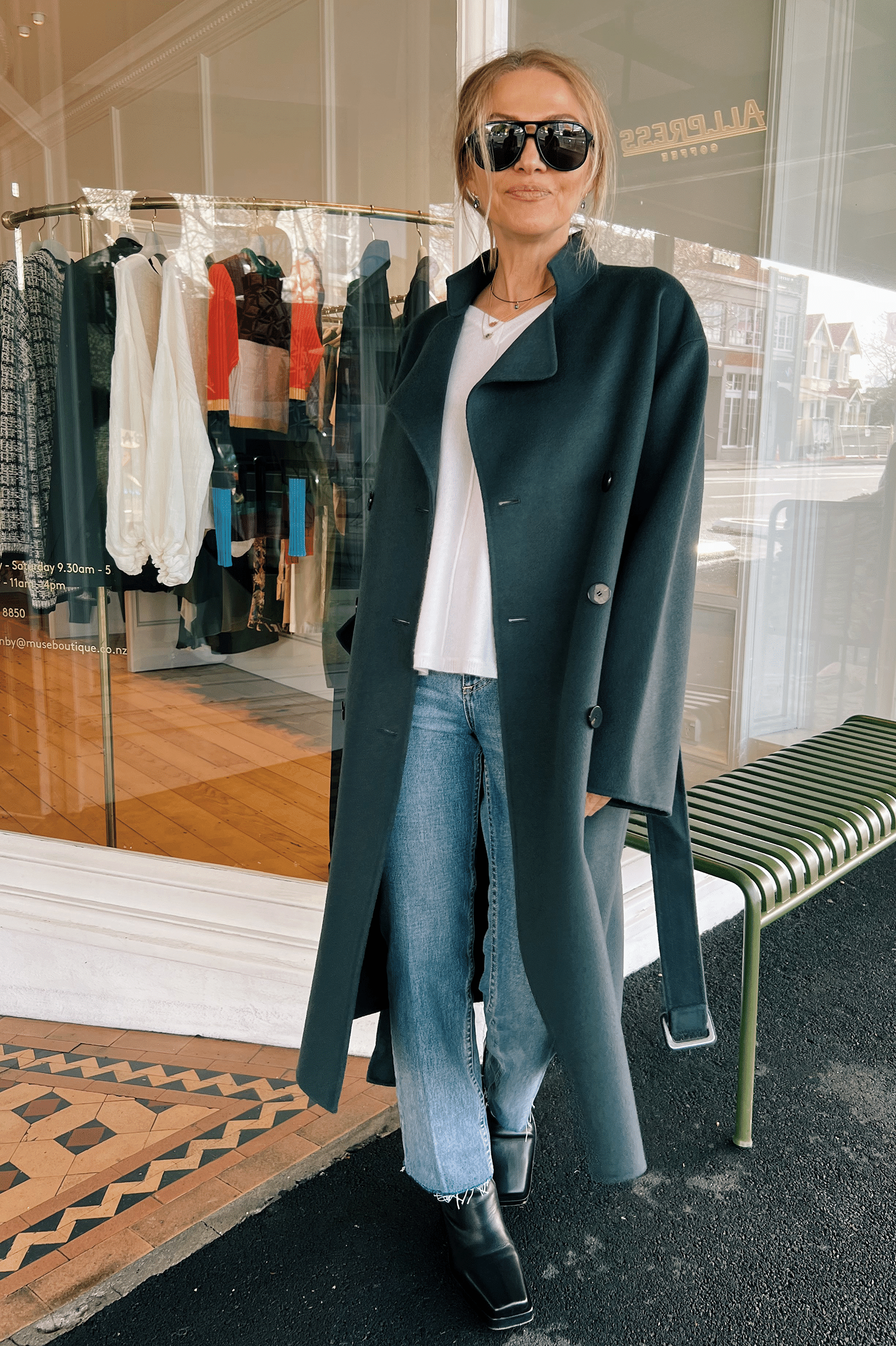 Double Belted Trench Coat in Lead